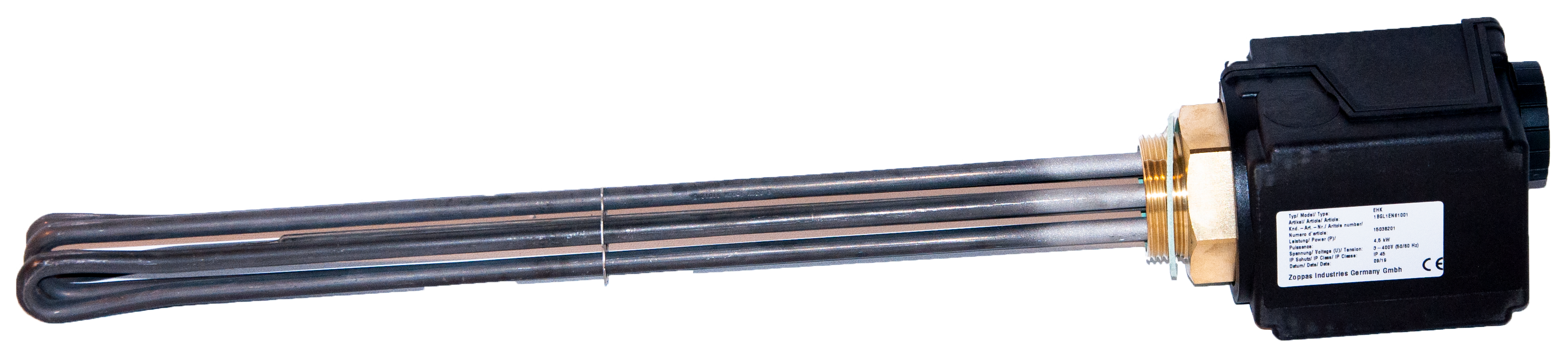 alpha innotec E-element 4,5 kW, aansluitspanning 3~N/PE 400V / 50Hz, inbouwdiepte 450 mm.